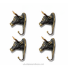 Set of 4 brass bull head wall hooks, bull head wall sculptures as functional wall art hooks, handmade in Bali