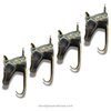 Set of 4 brass horse wall hooks in antique finish, horse head hooks for stable wall organization and entryway storage