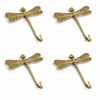 Set of four dragonfly wall hooks arranged together, cottagecore hook set for a finished symmetrical wall look