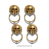 Set of four gold brass skull ring pulls for drawer pulls and cabinet hardware, matched gothic hardware set