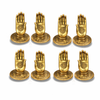 Set of 8 mini brass Buddha hand cabinet pulls in gold finish, 4 sets for drawers and cabinets, sculptural mudra hardware.