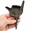 Backside of brass shaka hand wall hook mounting detail wall hook hardware