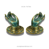 Shuni mudra brass hand hooks in green patina finish (set of 2 left and right)