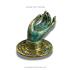 Shuni mudra brass wall hook, left hand, green patina finish (Size #6).
