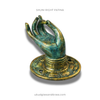 Shuni mudra brass wall hook, right hand, green patina finish (Size #6).