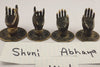 Comparison photo showing Shuni mudra and Abhaya mudra brass hand hooks side by side.