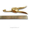 Side profile of solid brass rabbit wall hook with ruler for scale, bunny wall hook for cottagecore decor, farmhouse wall hook, whimsical nursery decor, brass animal hook