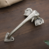 Silver antique finish elephant trunk door handle set, unique entry hardware, double door pull, handcrafted door hardware for eclectic and dark academia decor