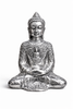Silver Buddha statue handmade finish meditation decor real silver patina spiritual sculpture
