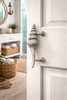 Silver seashell door handle for beach house decor and coastal door hardware