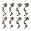 Eight silver brass seahorse cabinet pulls set for coastal furniture and nautical home decor