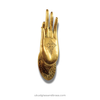 Single gold finish Buddha mudra hand, oval base door pull and wall hook for towel robe or entryway
