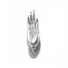 Single silver finish Buddha mudra hand, oval base door pull and wall hook decorative hardware