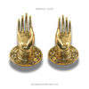 Abhaya mudra brass hand hook set in gold finish, Size #1 left and right pair for entryway coat hook