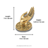 Size #1 brass hand wall hook dimensions: 7 in (17.8 cm) length, 4 in (10.2 cm) base, 4.25 in (10.8 cm) height.
