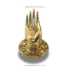 Size #1 Abhaya mudra brass hand wall hook, RIGHT hand, gold finish—statement coat and bag hook.