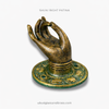 Size #1 Shuni mudra brass hand wall hook, RIGHT hand, green patina finish—wabi-sabi boho wall decor.
