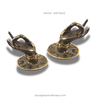 Shuni mudra brass hand hook set in antique finish, Size #1 left and right pair for coat and bag hook