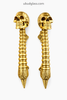 Two piece skull spine door handle set on white background, double door pull hardware