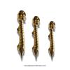 Gold skull spine door handles in three size options for double door pull sets