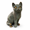 Solid brass cat sculpture with aged patina, vintage brass cat figurine for statement home decor