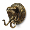 Solid brass eagle snake wall hook in gold finish isolated on white background, antique brass double wall hook, gothic decor, dark academia home accessory, unique animal wall hook and housewarming gift
