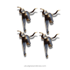 Set of 4 antique Texas longhorn brass wall hooks, bundle deal for coat hooks and towel hooks.