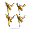 Set of 4 gold Texas longhorn brass wall hooks, western coat hook bundle for entryway organization.