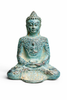 Turquoise Buddha statue patina finish meditation decor colorful zen sculpture
