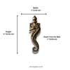 Dimensions of brass seahorse wall hook in inches and centimeters for bathroom wall or towel hook