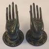 Two brass Buddha mudra hands Size #2 in patina finish (matching pair) for double doors, vanities, or statement wall hooks