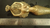 Side profile of solid brass mermaid double wall hook shown next to ruler confirming 11 inch 27.94 cm length — brass mermaid door handle drawer pull handmade in Ubud Bali