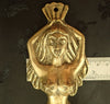 Solid brass mermaid wall hook face and crown detail shown next to ruler for scale — vintage brass mermaid hook 11 inches tall coastal home decor handmade in Ubud Bali