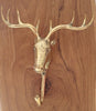 Moose hook mounted on rustic mantel – perfect Christmas stocking holder
