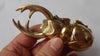 Handheld brass scarab bottle opener showing detail and polished finish