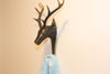antique bronze brass deer with antlers towel holder on the wall