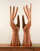 Hand carved set left and right wood buddha hand mudra