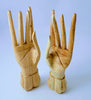 Hand carved set left and right wood buddha hand mudra