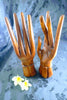 Hand carved set left and right wood buddha hand mudra