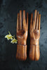 Hand carved set left and right wood buddha hand mudra